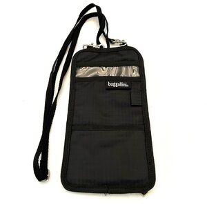Baggallini Passport Travel Slim Profile Black Wallet Organizer Crossbody 5”x9”